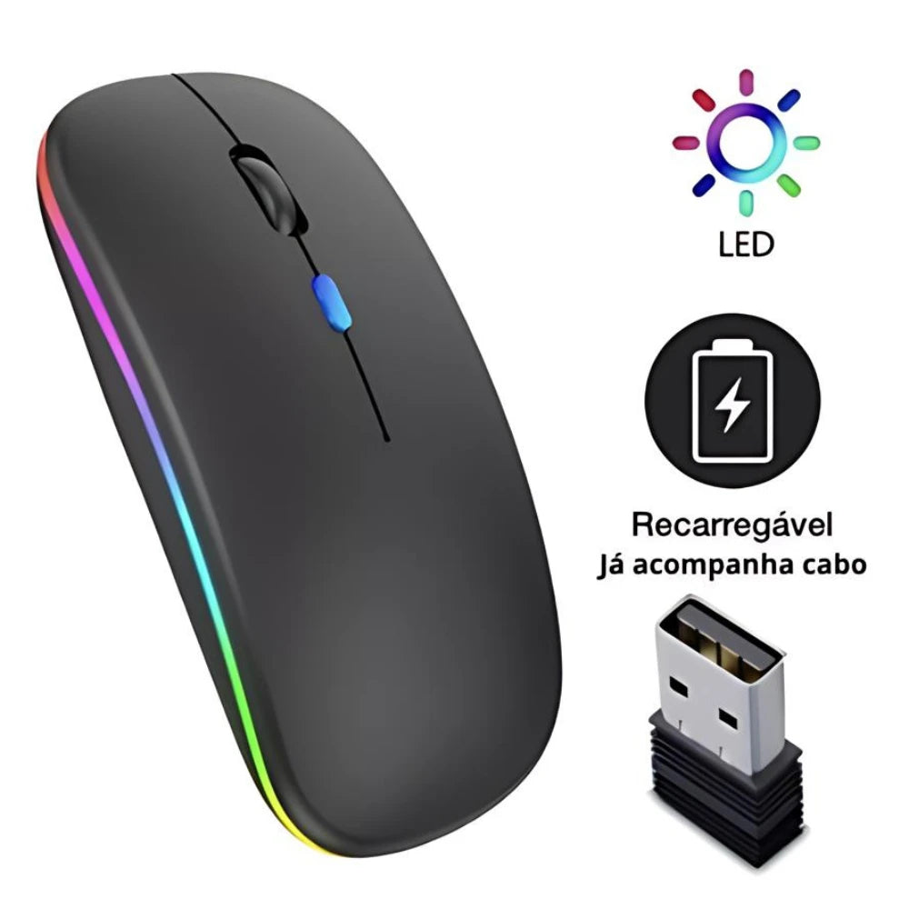 Mouse Sem Fio Recarregável RGB - Zert