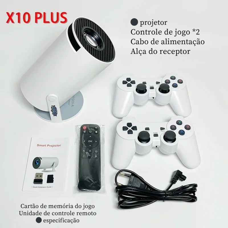 Console-Retro-X10-Plus-com-Projetor-Portátil-Integrado-Zert