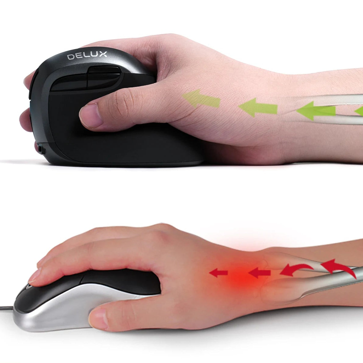 Mouse Vertical Ergonômico Delux M618Mini - Zert