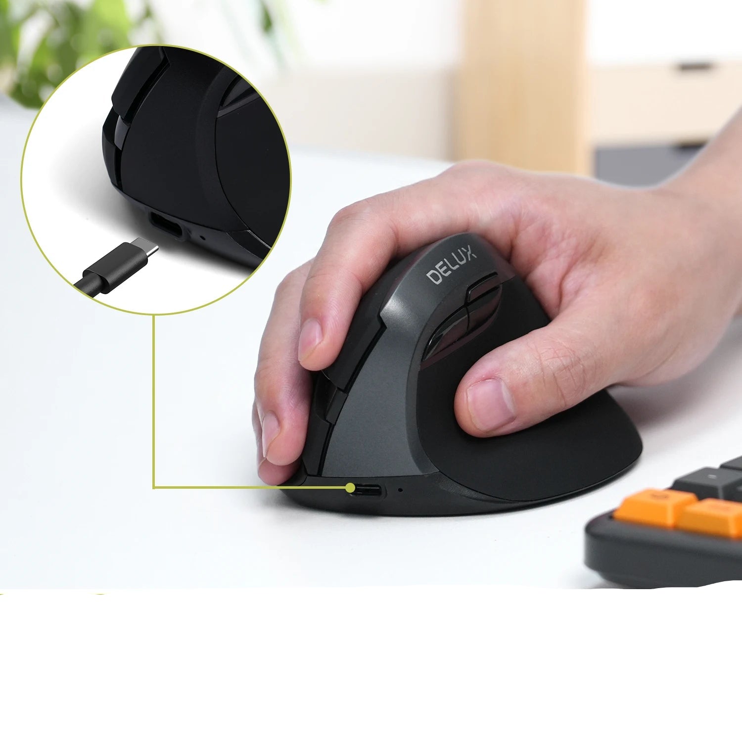 Mouse Vertical Ergonômico Delux M618Mini - Zert